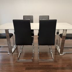 Marble Dining Table & 6 Chairs