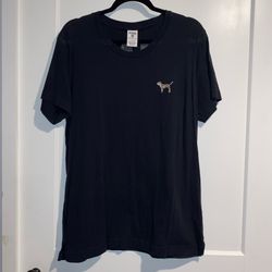 Victoria's Secret Pink Shine Bling Short Sleeve campus T-shirt Black Gold size large