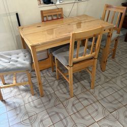 Juego De Comedor Dining Set 4 Sillas 4 Chair Wood 