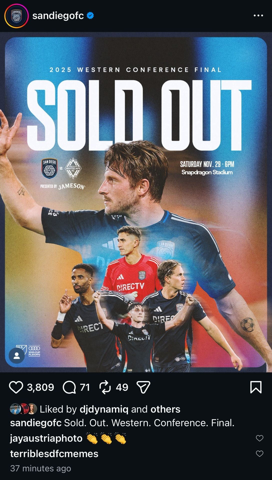 SDFC VS VANCOUVER $150 Each. /   11/29    / 6pm 