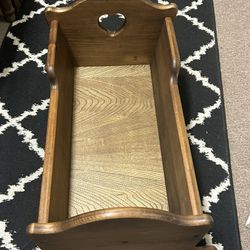 Vintage Solid Wood Doll Cradle w/ Bedding Included 