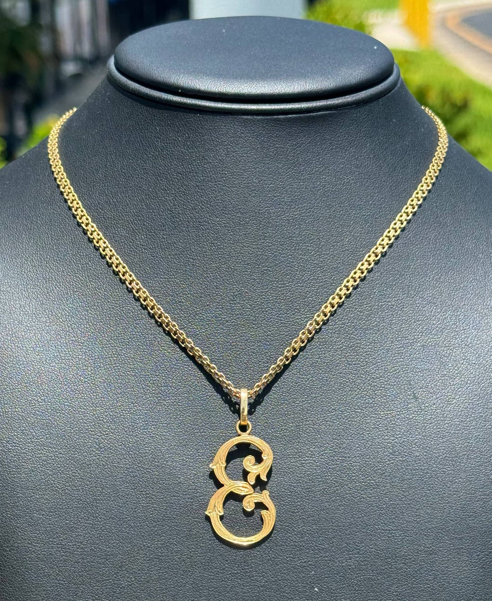 Vintage Jewelry 18k solid yellow gold Rope necklace chain 24.00" 3.00mm width w/ letter E pendant charm