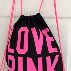 Brand new Love Pink Canvas Travel Gym Beach Drawstring backpack BUY ONE GET ONE FREE
