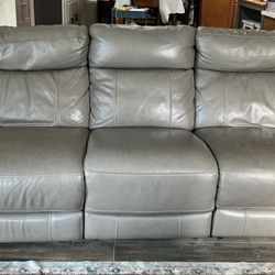 Grey Leather Recliner Couch