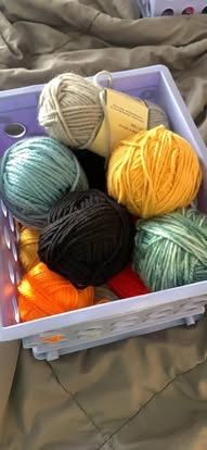 Assorted Yarn Skeins And Balls - Basket Included 