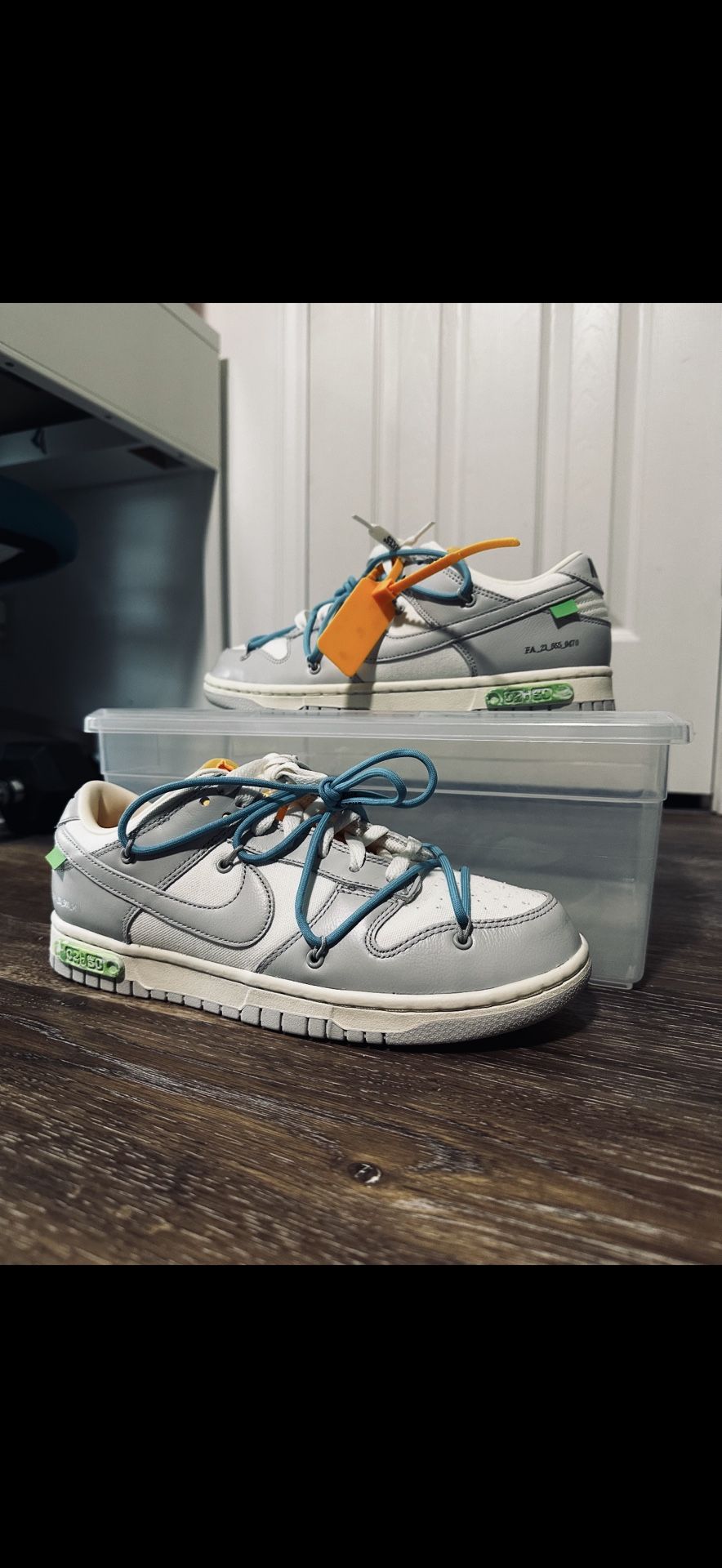 Off-White Nike Dunk Low Lot 2-50. Very premium and creative pair of off whites. Size 8.5, worn once, no box