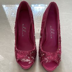 Hot Pink Peep Toe Heels Size 7