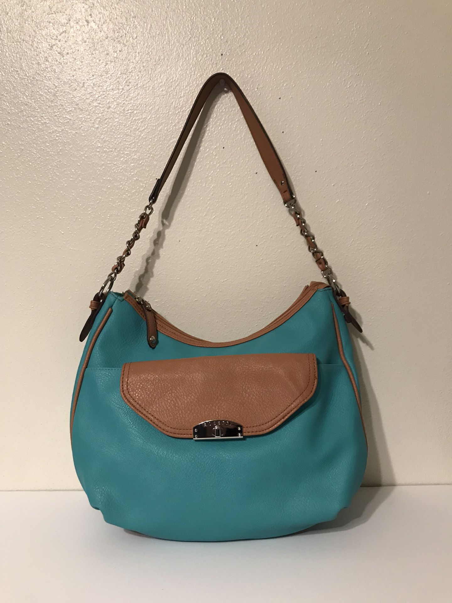 Rosetti Women’s Turquoise & Brown Faux Leather Purse Chain Strap Hobo Bag