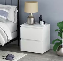 White 2 Drawers Nightstand