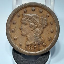 1851 - Braided Hair Large Copper Cent