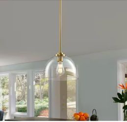 1-Light Gold Shaded Pendant Light with Transparent Glass Shade, Pendant Lighting Fixture for Kitchen Island - brand new