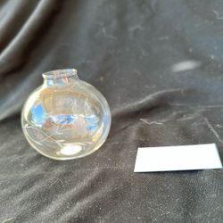 12 = Be Seated Bud Vase/Place Card Holder, a hand-blown glass vase with an etched floral design