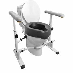 3847: KMINA - Toilet Seat Risers 4" + Toilet Handles for Elderly (Pack), Toilet Seat Riser with Handles, Adjustable Toilet Safety Rails with Raised Se