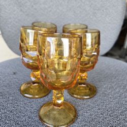 Amber Carnival Glass Cups