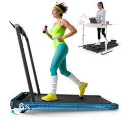 MERACH - T19 Incline Foldable Walking Pad with Handle Bar, 7.6MPH 3HP Under Desk Treadmill, LED Screen, Remote Contro,300lbs - Black