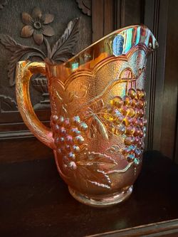 Vintage carnival imperial glass pitcher grape pattern