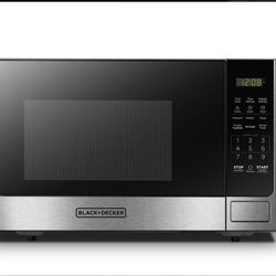 BLACK+DECKER Digital Microwave Oven with Turntable Push-Button Door, Child Safety Lock, Stainless Steel, 0.9 Cu Ft ***FACTORY SEALED***