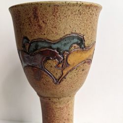 Handmade Studio Art Pottery Goblet Stoneware Cup