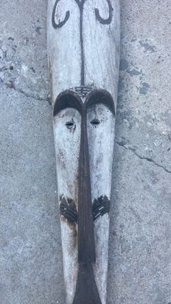 Vintage wood African mask decoration.