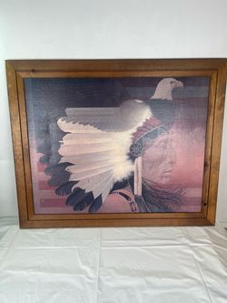 Vintage Mark English "Chief American Eagle" Framed Lithograph Print