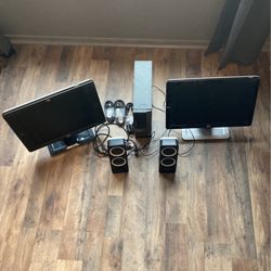 Dell Desktop Setup w/ 2 Monitors & Speakers 