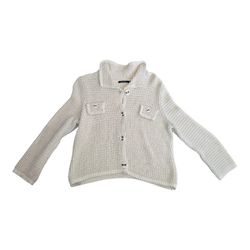 NIC+ZOE Cream Waffle-Knit Button Cardigan