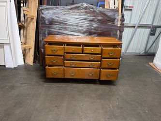 Wood Dresser with Brass Hardware