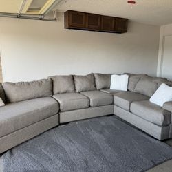 Taupe Sectional Sofa With Cuddler Wedge 