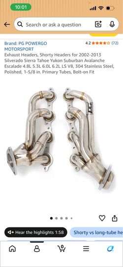 02 to 13 Silverado exhaust headers.