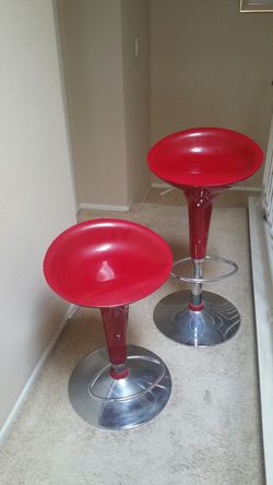 Pair of Red Adjustable Stools