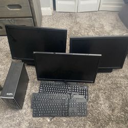 3 Monitors (2 Dell 1 LG), Dell Computer, Keyboards