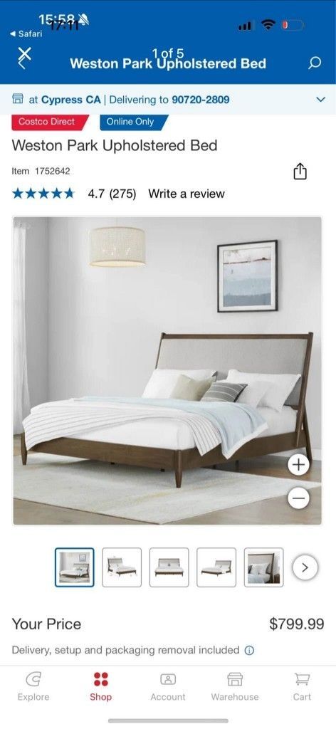 Costco New King Bed Frame Only