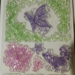 Set of 3 Clear Stamps, Butterfly
