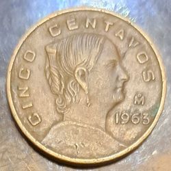 1963 Mexico 5 Centavos Coin
