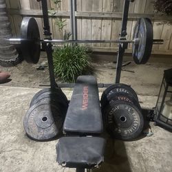 Weights With Barbell Rack And Bench