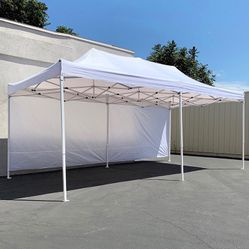 (New in box) $205 Heavy-Duty Canopy 10x20 ft with (2 Sidewalls), EZ Popup Shade Outdoor Gazebo, Carry Bag