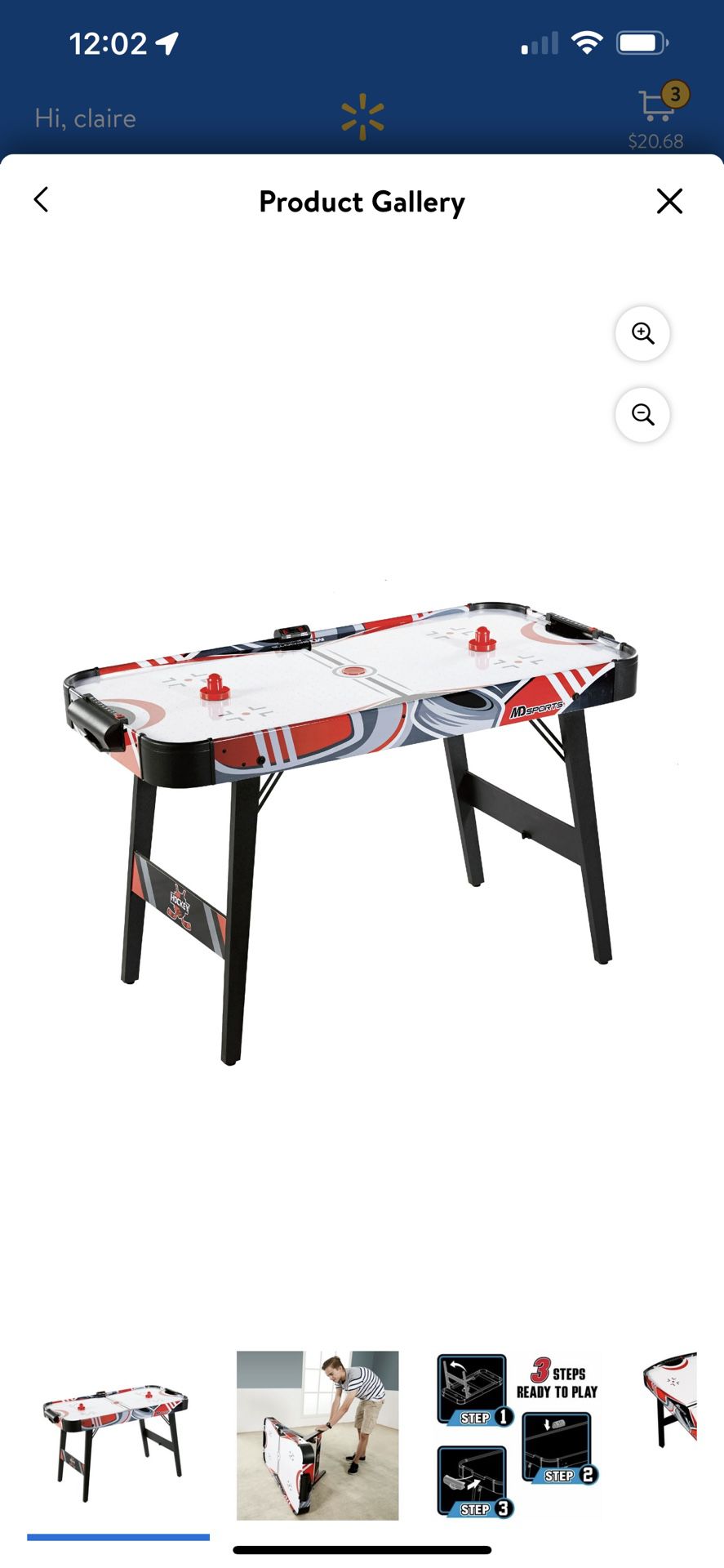 MD Sports Easy Assembly 48" Air Powered Hockey Table, Compact Storage/Foldable Legs, Red/Black