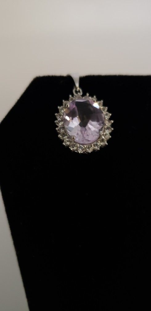 3.40 CT Amethyst & Sapphire Sterling Silver Pendant,All Products : American Fashion Style Bags On Sale