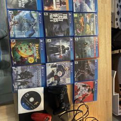 PS4 SLIM 14 Games Two Controllers All Cords. 