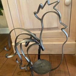 Farmhouse decor metal rooster PILLAR candle holder indoor/ outdoor. 18 x 18 inch. Rustic/ Cottage.