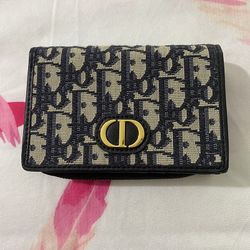 Dior Blue Oblique 30 Montaigne Lotus Wallet   