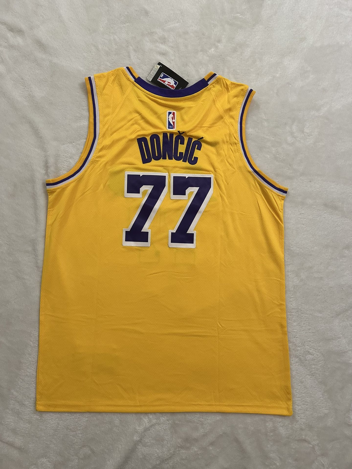 XXL Luka Doncic Stitched Yellow Lakers Jersey #77 