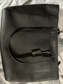 Kate Spade Cameron Black Laptop Shoulder Tote Bag Crosshatched Leather