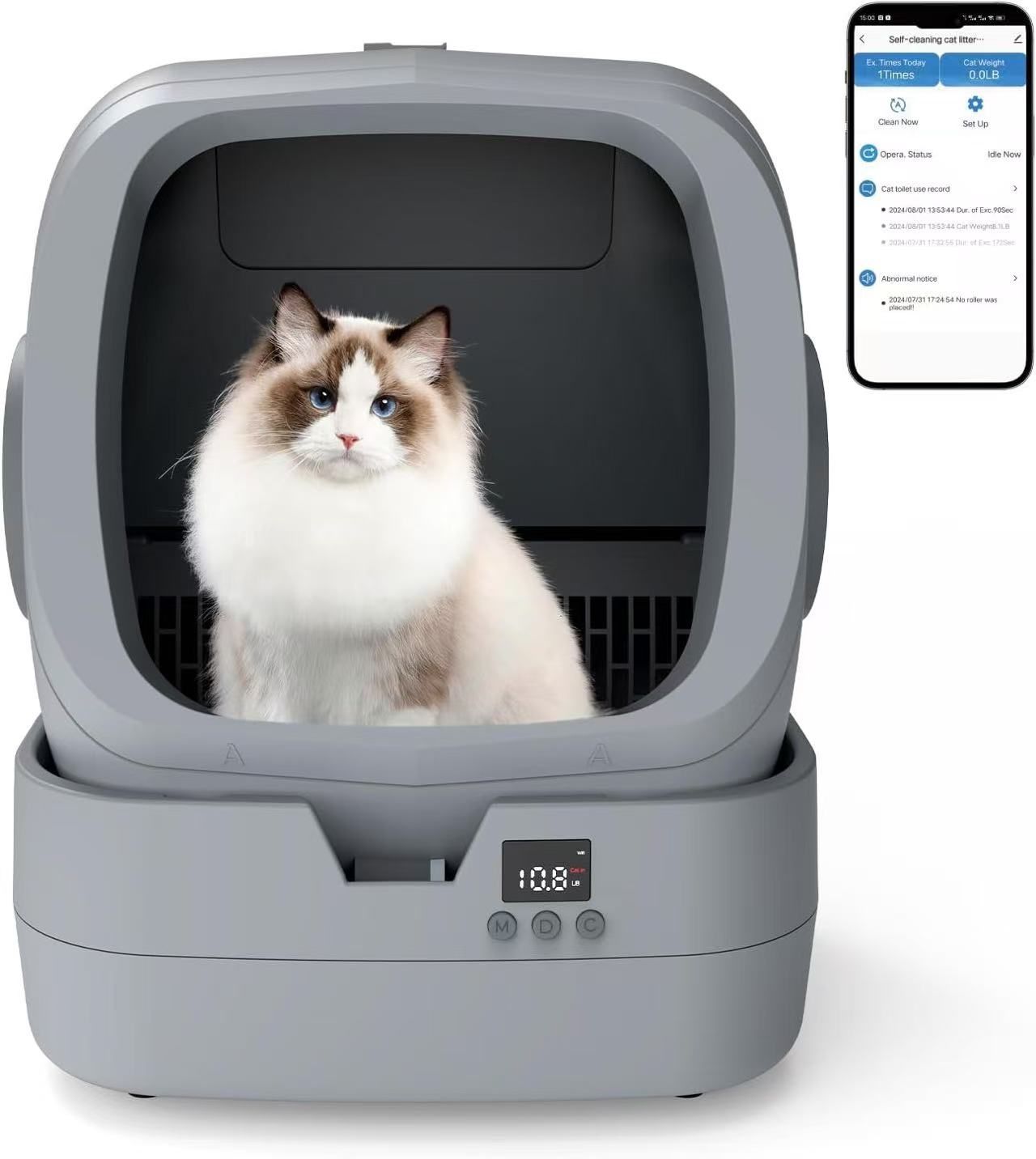 Automatic Cat Litter Box Self Cleaning - APP Control - Weight Monitoring - Ultra-Quiet