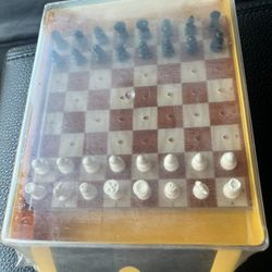 vintage travel chess board mini size never opened
