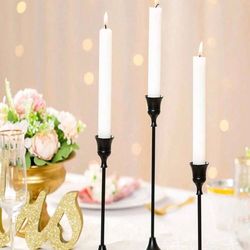 Black Tall Candle Candlestick Holder, 3PCS Taper Pillar Candle Sticks Stand Holders Decor, Centerpiece Dining Table Wedding Festive Fireplace 