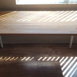 ikea birch table/adjustable white legs