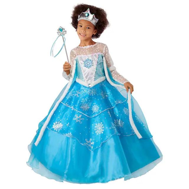 Ice Frozen Princess Snowflake Halloween Dress Up Costume Dress And Tiara