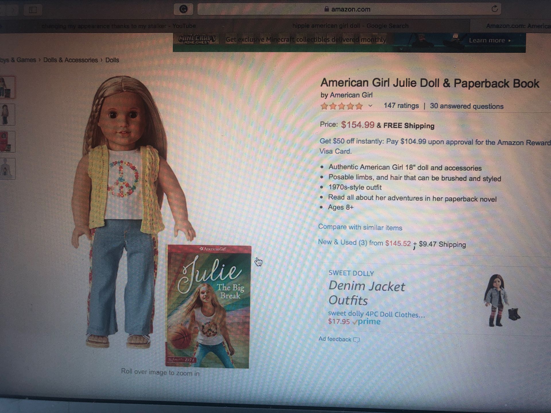 Authentic Julie American Girl doll Julie Dress and hair tie included!