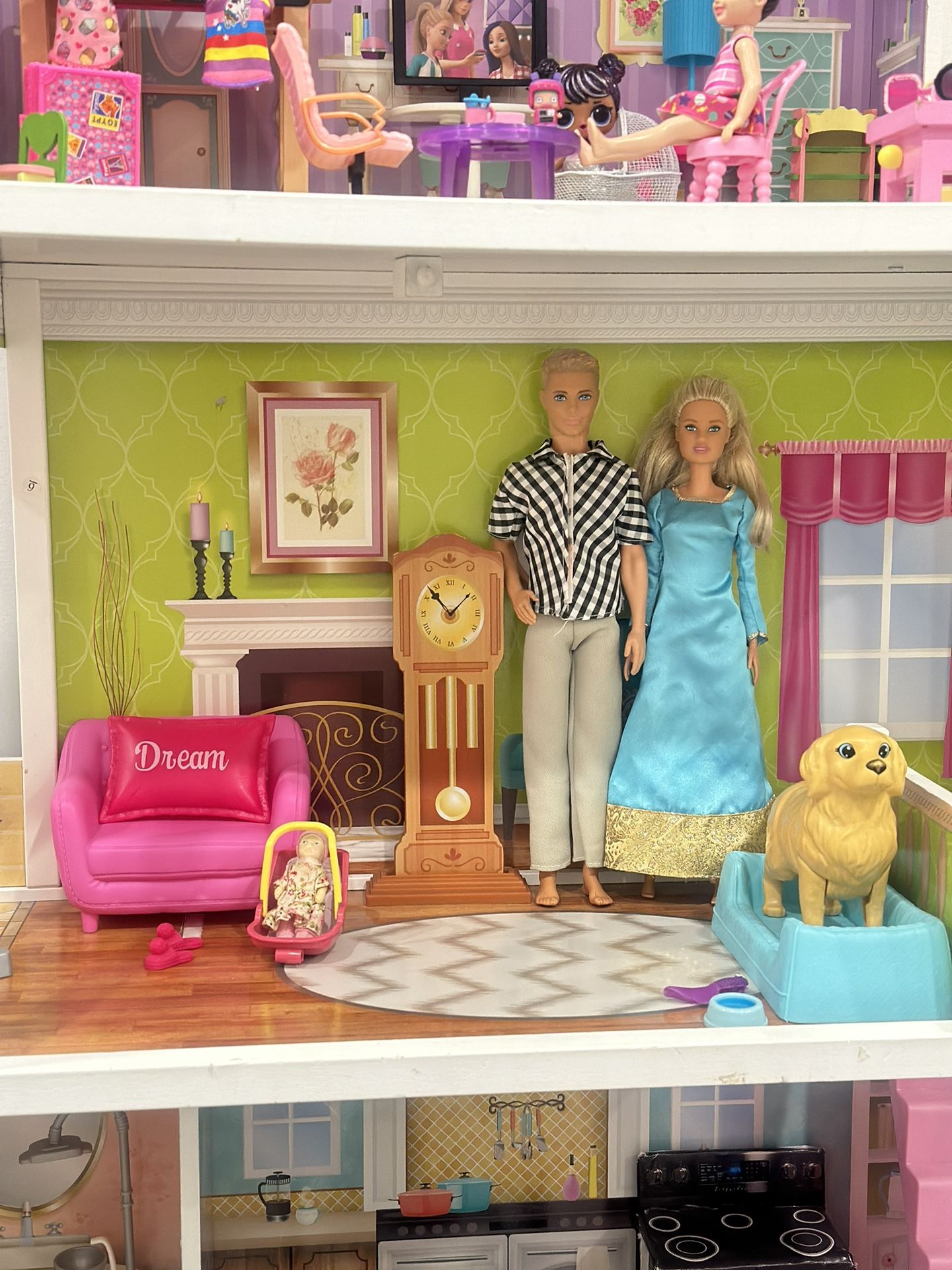 large indoor wooden barbie house